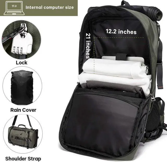 Alt view image 5 of 5 - KAKA Travel Backpack, Carry On Backpack Durable Convertible Duffle Bag Fit for 17.3 Inch Laptop for Men and Women(Large 40L)