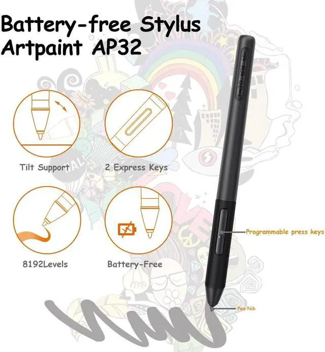 Alt view image 2 of 5 - Drawing Tablet GAOMON M10K PRO 10 x 6.25 inches Large Graphic Tablet, Digital Art Tablet Supports Tilt & Radial Function with 10 Shortcut Keys, Battery-Free Stylus, Work with Mac, Windows & Android