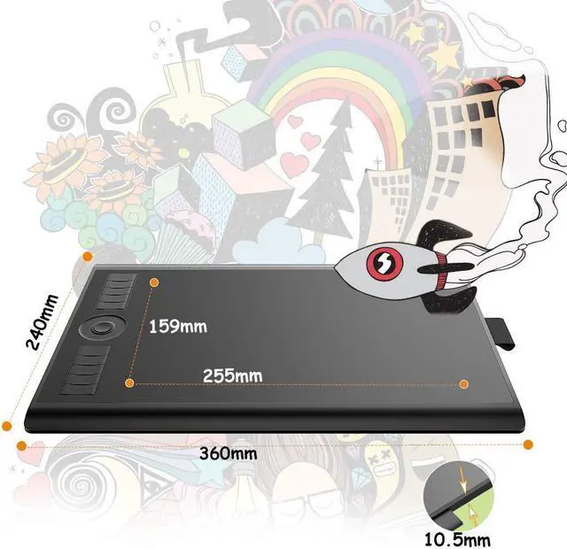 Alt view image 5 of 5 - Drawing Tablet GAOMON M10K PRO 10 x 6.25 inches Large Graphic Tablet, Digital Art Tablet Supports Tilt & Radial Function with 10 Shortcut Keys, Battery-Free Stylus, Work with Mac, Windows & Android
