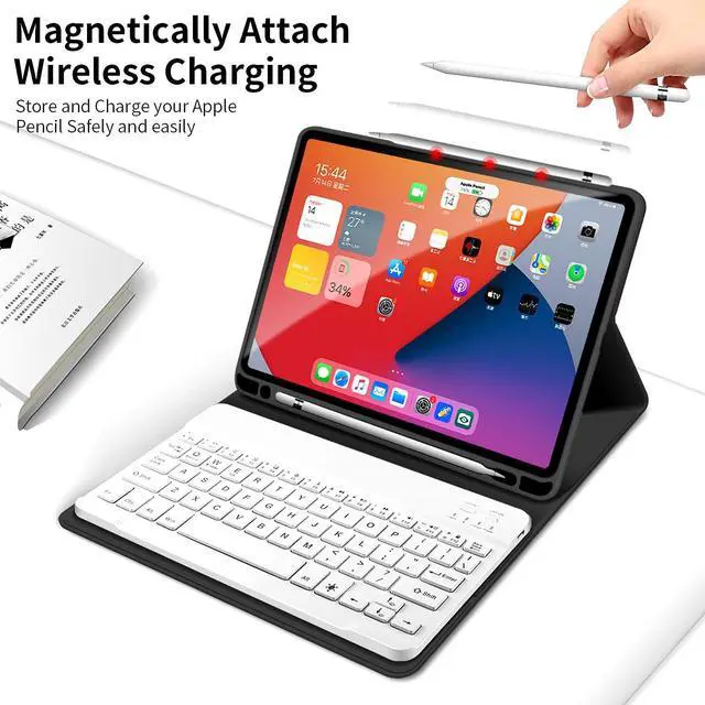 Alt view image 5 of 5 - kenke Keyboard Case for iPad Air 11 Inch (M3/M2) 2025/2024, iPad Air 5th/4th Generation 10.9 Inch 2022/2020, Stand Folio Slim Cover with Pencil Holder, Detachable Wireless Keyboard, Black