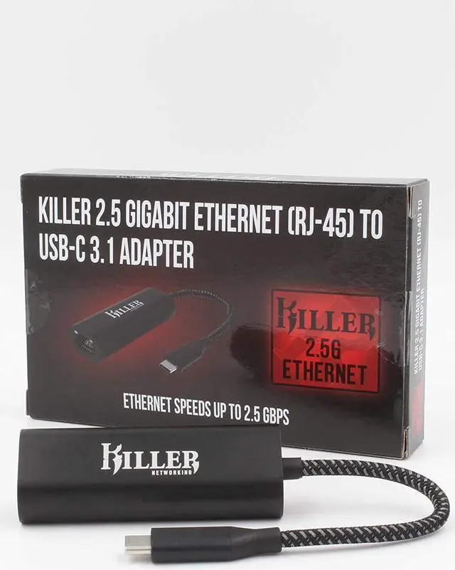 Alt view image 2 of 5 - Killer E3100 USB-C 3.1 to RJ-45 2.5Gbps Ethernet Adapter (100123)