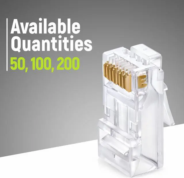 Alt view image 5 of 5 - GTZ RJ45 Cat6/6a Pass Through Connectors for a Thick 23 AWG Large Diameter UTP Network Cable, 200 Pcs | Insert Guides Included