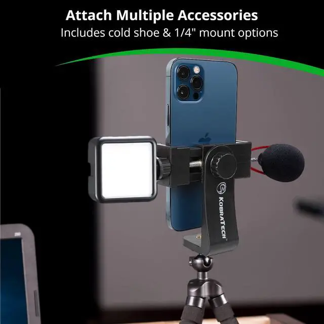 Alt view image 2 of 5 - KobraTech iPad + iPhone Tripod Mount Set - iPad Tripod Mount & iPhone Tripod Mount - Includes Ball Head & Bluetooth Remote Shutters