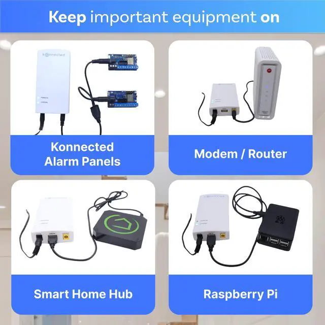 Alt view image 4 of 5 - Konnected UPS Backup Battery - 12V DC Power Bank Portable Charger for Smart Home Hub, Router, Modem, Raspberry Pi, Smart Phone, LED Lights, Security Camera - 7800mAh - 12V / 5V USB Dual Voltage