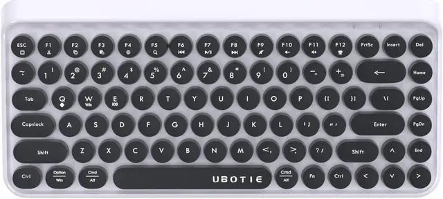 Main image of UBOTIE Portable Bluetooth Colorful Computer Keyboards, Wireless Mini Compact Retro Typewriter Flexible 84Keys Design Keyboard (Black-White)