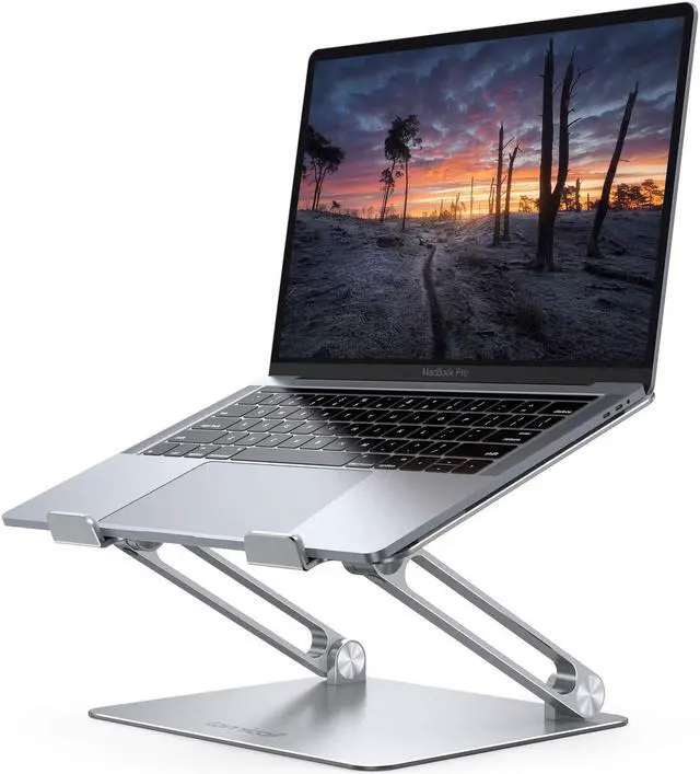 Main image of Lamicall Adjustable Laptop Stand, Portable Laptop Riser, Aluminum Laptop Stand for Desk Foldable, Ergonomic Computer Notebook Stand Holder for MacBook Air Pro, Dell XPS, HP (10-17.3'') - Silver
