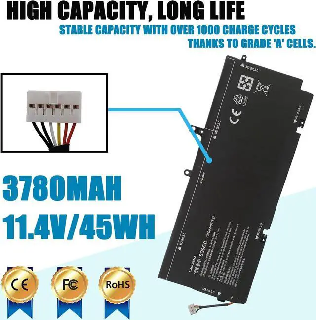 Alt view image 2 of 5 - LAQUEENA BG06XL Laptop Replacement Battery for HP EliteBook 1040 G3 Series BG06XL BG06045XL 804175-181 804175-1B1 804175-1C1 805096-001 805096-005 HSTNN-IB6Z 11.4V 45WH/3780MAH 6-Cell