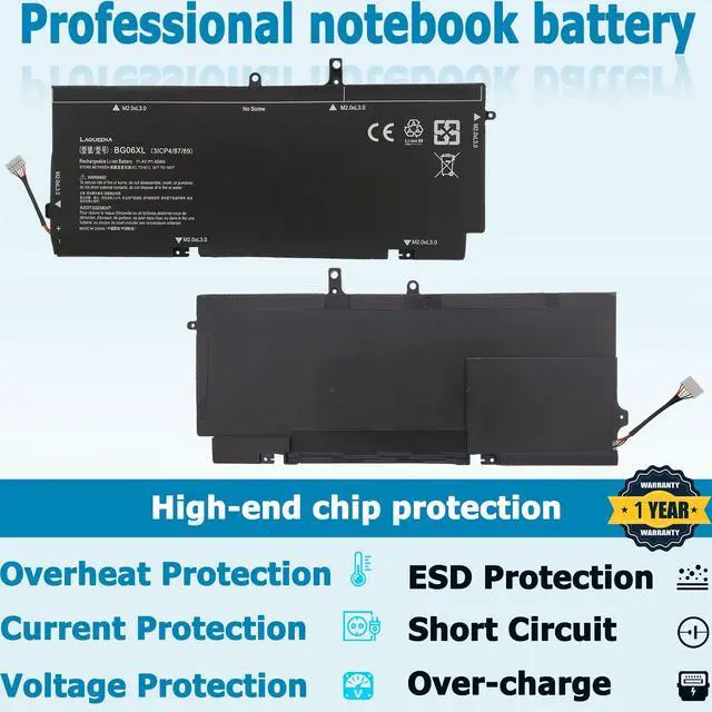 Alt view image 4 of 5 - LAQUEENA BG06XL Laptop Replacement Battery for HP EliteBook 1040 G3 Series BG06XL BG06045XL 804175-181 804175-1B1 804175-1C1 805096-001 805096-005 HSTNN-IB6Z 11.4V 45WH/3780MAH 6-Cell