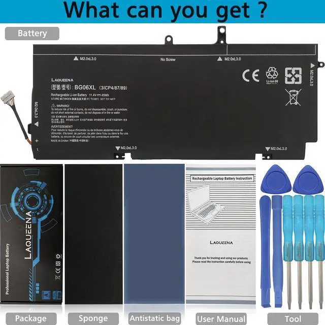 Alt view image 3 of 5 - LAQUEENA BG06XL Laptop Replacement Battery for HP EliteBook 1040 G3 Series BG06XL BG06045XL 804175-181 804175-1B1 804175-1C1 805096-001 805096-005 HSTNN-IB6Z 11.4V 45WH/3780MAH 6-Cell