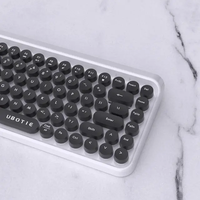 Alt view image 5 of 5 - UBOTIE Portable Bluetooth Colorful Computer Keyboards, Wireless Mini Compact Retro Typewriter Flexible 84Keys Design Keyboard (Black-White)