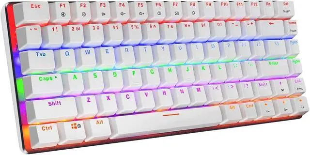 Main image of LexonElec Wireless Mechanical Keyboard,Two Mode BT5.0/USB-C 82 Keys Bluetooth Mechanical Keyboard,Rainbow LED Backlit,Compact Gaming Keyboard for Windows Mac PC Gamer(White)