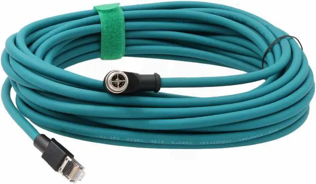 Alt view image 2 of 5 - HangTon M12 Ethernet Cable for Microscan Hawk MV-4000 Cognex 2800 370 Camera Sensor Reader, 8 Pin X Coded to RJ45 CAT-7e (8m)
