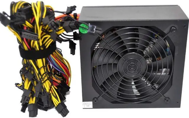 Alt view image 3 of 5 - HVVH 20+4 Pin Silent Noise Reduction Miner/PC GPU ATX 1600W Power Supply 87 Plus Gold Designed for US Voltage 110V 1600w Mining ETH PSU Max Support 8 Graphics with 1.5m US Plug Adapter Cable