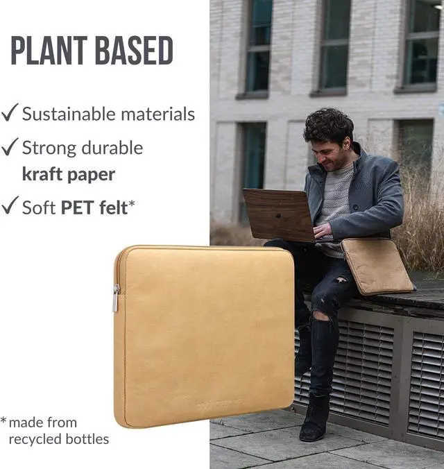 Alt view image 2 of 5 - Woodcessories - Sustainable Laptop Sleeve for MacBook 11-14 Inch Sleeve Brown - Made from Paper