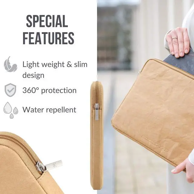 Alt view image 3 of 5 - Woodcessories - Sustainable Laptop Sleeve for MacBook 11-14 Inch Sleeve Brown - Made from Paper
