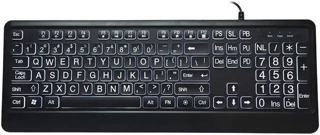 Main image of Hilitand Large Font Keyboard, Large Print USB Keyboard with White LED Backlit 104 Keys Standard Full Size Computer Keyboard for Elderly or Visually Impaired, Old People
