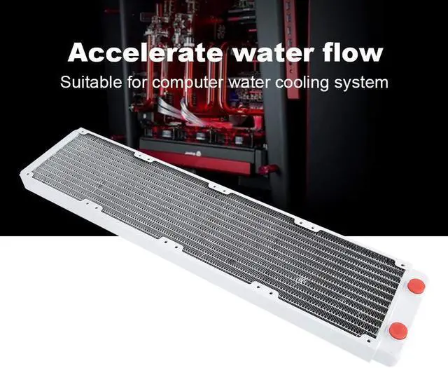 Alt view image 3 of 5 - Computer Water Cooling System, 12-Tubes 480mm G4/1" Thread Radiator Heat Exchanger Water Air Cooled Heatsink PC CPU Cooler Fast Heat Dissipation for Desktop
