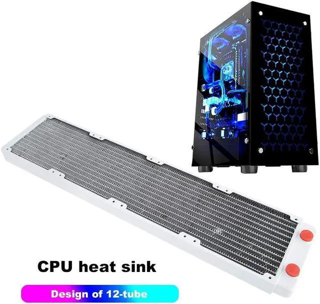 Alt view image 2 of 5 - Computer Water Cooling System, 12-Tubes 480mm G4/1" Thread Radiator Heat Exchanger Water Air Cooled Heatsink PC CPU Cooler Fast Heat Dissipation for Desktop