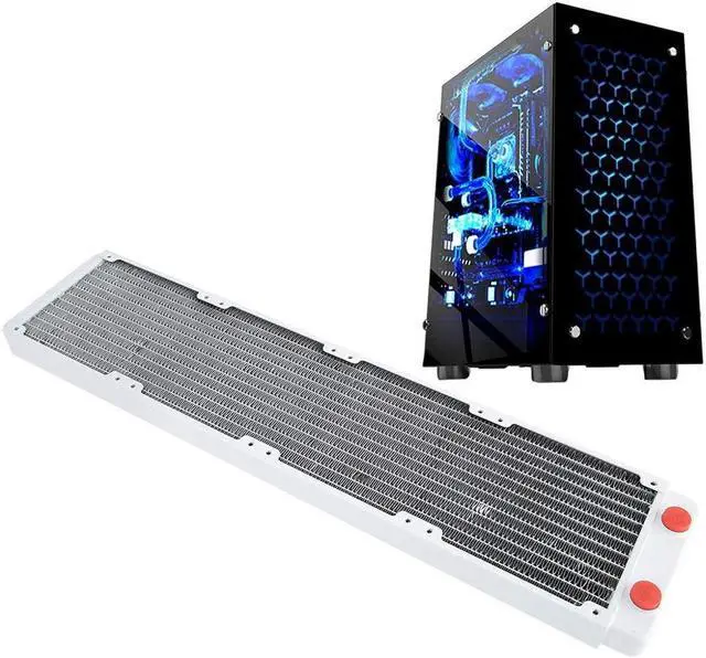 Alt view image 5 of 5 - Computer Water Cooling System, 12-Tubes 480mm G4/1" Thread Radiator Heat Exchanger Water Air Cooled Heatsink PC CPU Cooler Fast Heat Dissipation for Desktop