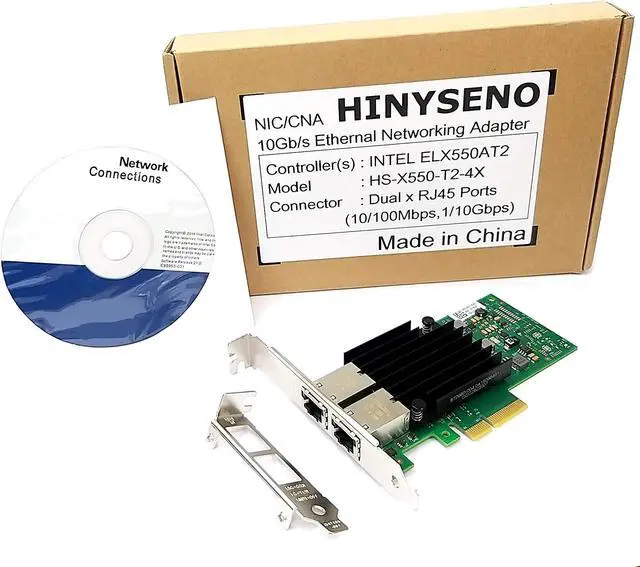 Alt view image 5 of 5 - HINYSENO Dual Port 10GbE RJ-45 PCI-Express x 4 Gigabit Ethernet Server Adapter Dual Port Network Interface Controller Card for X550 Chipset, Compare to Intel X550-T2