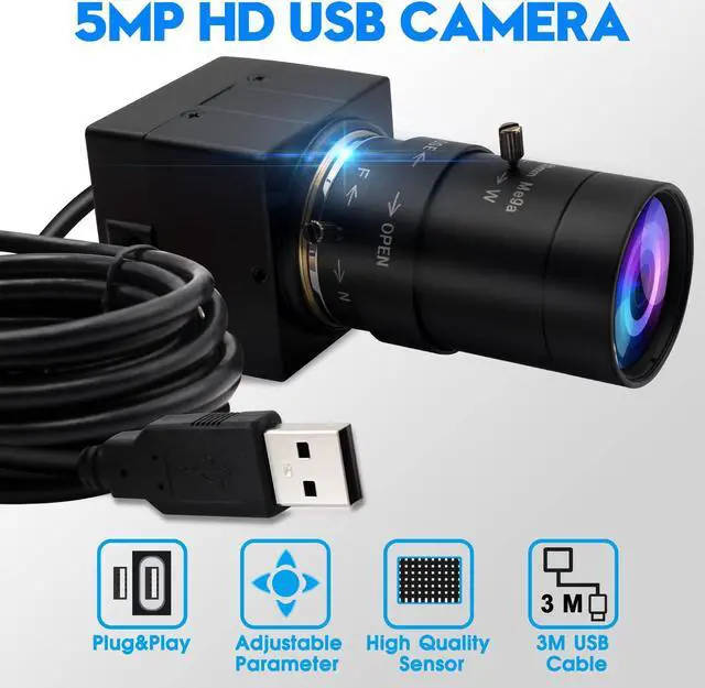 Alt view image 2 of 5 - Hotpet 5-50mm Varifocal Lens Webcam 5 Megapixel USB Camera HD 2592X1944 15fps 10X Zoom Webcam Aptina Sensor PC Webcamera for Android Windows Linux Mac, Plug&Play,OTG 2.0 USB Camera