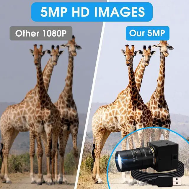 Alt view image 3 of 5 - Hotpet 5-50mm Varifocal Lens Webcam 5 Megapixel USB Camera HD 2592X1944 15fps 10X Zoom Webcam Aptina Sensor PC Webcamera for Android Windows Linux Mac, Plug&Play,OTG 2.0 USB Camera