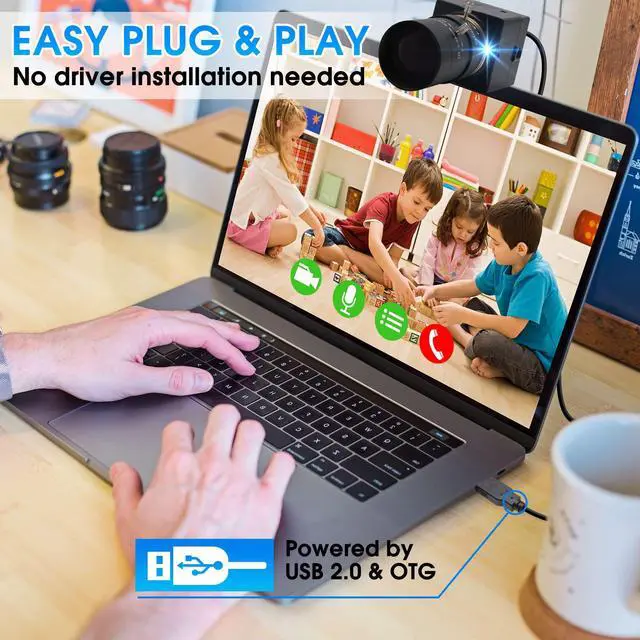 Alt view image 4 of 5 - Hotpet 5-50mm Varifocal Lens Webcam 5 Megapixel USB Camera HD 2592X1944 15fps 10X Zoom Webcam Aptina Sensor PC Webcamera for Android Windows Linux Mac, Plug&Play,OTG 2.0 USB Camera