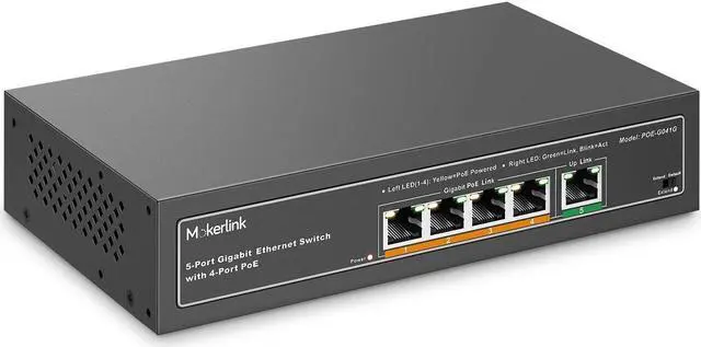 Alt view image 2 of 5 - MokerLink Gigabit POE Switch, 5 Port and 8 Port PoE Switch, IEEE802.3af/at, Unmanaged Plug and Play, Sturdy Metal Fanless
