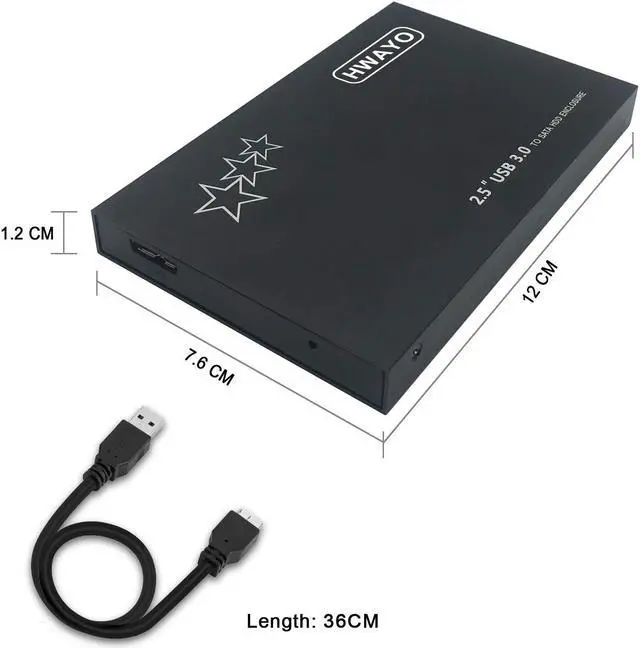 Alt view image 3 of 5 - HWAYO 750GB External Hard Drive Portable 2.5'' Ultra Slim HDD Storage USB 3.0 for PC, Laptop, Mac, Chromebook, Xbox One (Black)