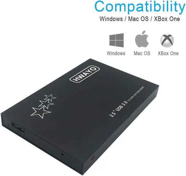 Alt view image 5 of 5 - HWAYO 750GB External Hard Drive Portable 2.5'' Ultra Slim HDD Storage USB 3.0 for PC, Laptop, Mac, Chromebook, Xbox One (Black)