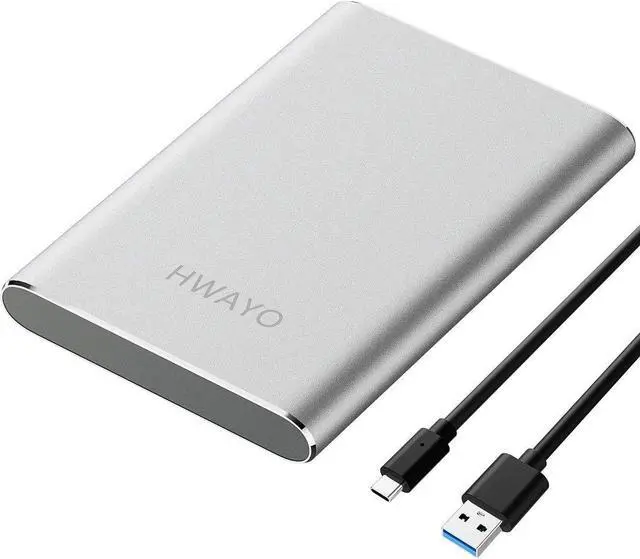 Main image of HWAYO 750GB Portable External Hard Drive, USB3.1 Gen 1 Type C Ultra Slim 2.5'' HDD Storage Compatible for PC, Desktop, Laptop, Mac, Xbox One (Silver)