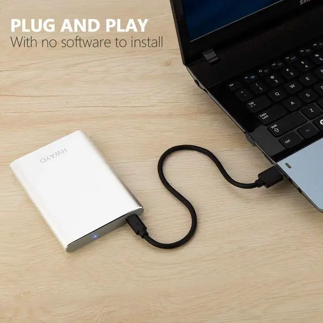 Alt view image 5 of 5 - HWAYO 750GB Portable External Hard Drive, USB3.1 Gen 1 Type C Ultra Slim 2.5'' HDD Storage Compatible for PC, Desktop, Laptop, Mac, Xbox One (Silver)