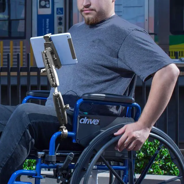 Alt view image 4 of 5 - iBOLT sPro2 Accessibility Post/Pole/Rail/Handlebar Mount for Wheelchairs/Exercise Equipment. Fits Devices from 4.7 to 6.7 inches Wide/Tall (iPhone 11, Small Tablets, Nintendo Switch)