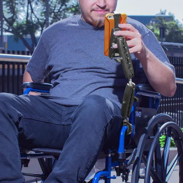 Alt view image 5 of 5 - iBOLT sPro2 Accessibility Post/Pole/Rail/Handlebar Mount for Wheelchairs/Exercise Equipment. Fits Devices from 4.7 to 6.7 inches Wide/Tall (iPhone 11, Small Tablets, Nintendo Switch)