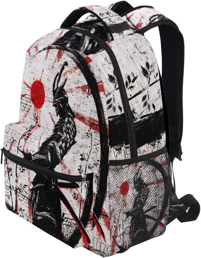 Alt view image 3 of 5 - Backpack Japanese Samurai School Shoulder Bag Large Waterproof Durable Bookbag Laptop Daypack for Students Teens Girls Boys Elementary