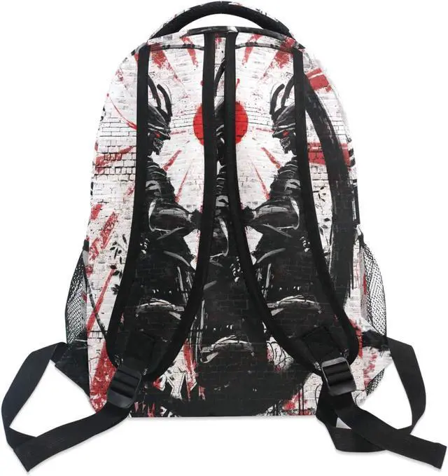Alt view image 5 of 5 - Backpack Japanese Samurai School Shoulder Bag Large Waterproof Durable Bookbag Laptop Daypack for Students Teens Girls Boys Elementary