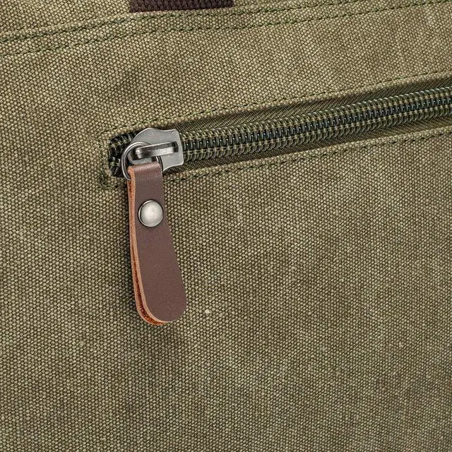 Alt view image 5 of 5 - Waterproof Waxed Canvas 15" Macbook pro/ 14'' Laptop Messenger Bag Men Business Vintage shoulder bag/Briefcase (Army Green-2)