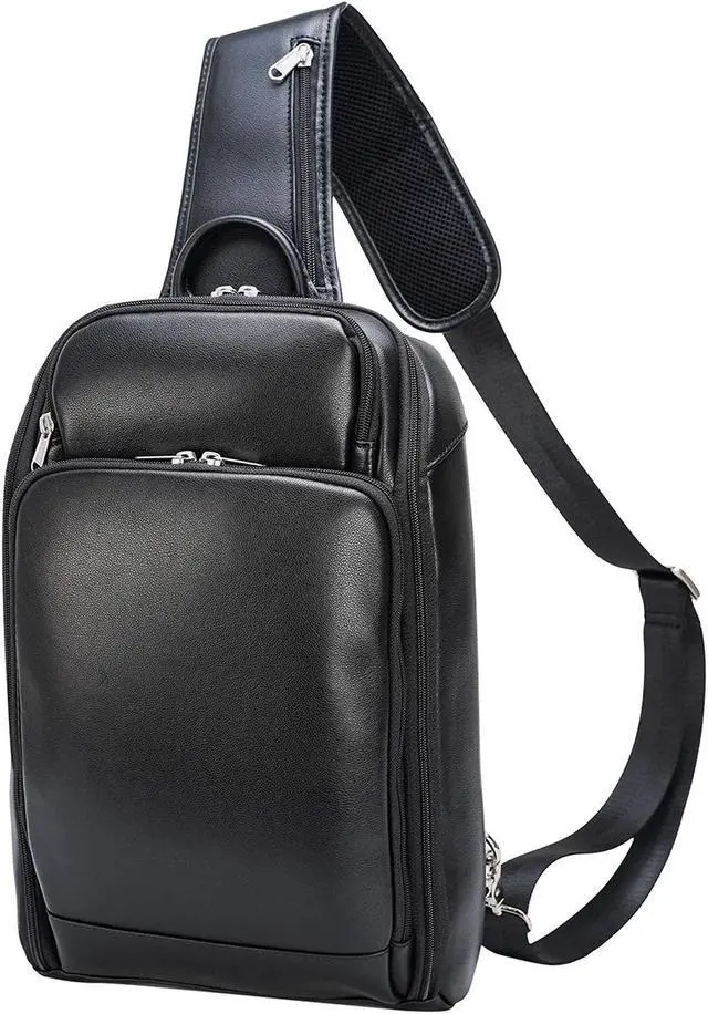Main image of Polare Sling Bag Travel Outdoor Daypack Backpack For Men with Full Grain Leather Fits 13.3'' 14.1'' Laptop