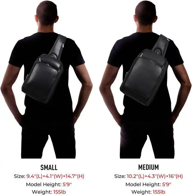 Alt view image 3 of 5 - Polare Sling Bag Travel Outdoor Daypack Backpack For Men with Full Grain Leather Fits 13.3'' 14.1'' Laptop