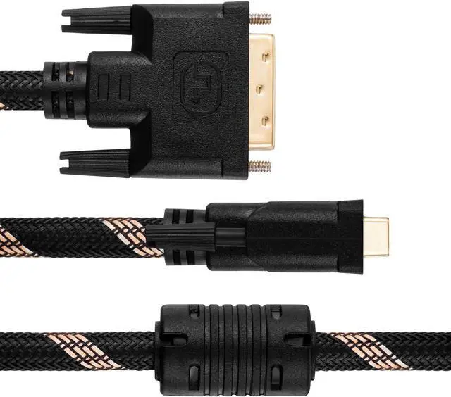Alt view image 4 of 5 - Dvi to Dvi Cable 65Ft,Nylon Braided DVI-D 24+1 Dual Link Male to Male Digital Video Cable Gold Plated with Ferrite Core Support 2560x1600 for Gaming, DVD, Laptop, HDTV and Projector (65Ft/20M)