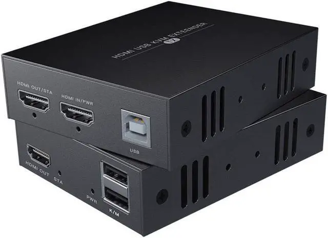 Main image of HDMI KVM USB Extender Transmit 1080p HD Video Over Cat5e/6 Ethernet Cable 50m (164ft) for Mouse and Keyboard Control Remote Signals
