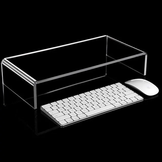 Alt view image 4 of 5 - Jetec 2 Pcs Acrylic Monitor Stand Desktop Video Acrylic Monitor Riser Desk Shelf Computer Stand for Laptop TV Computer Screen Desk Organizer Teacher's Day Supplies (Clear, 16 x 8 x 3 Inch)