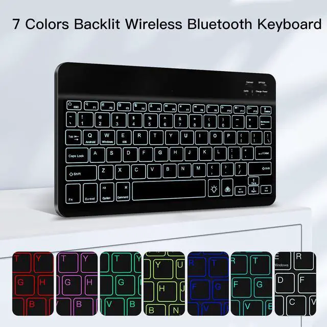 Alt view image 4 of 5 - JUQITECH Backlit Keyboard Case for Samsung Galaxy Tab S6 Lite 10.4" 2024/2022/2020, Galaxy Tab S6 Lite SM-P620/P625/P610/P613/P615/P619 Tablet Cover Case with Wireless Keyboard S Pen Holder, Black