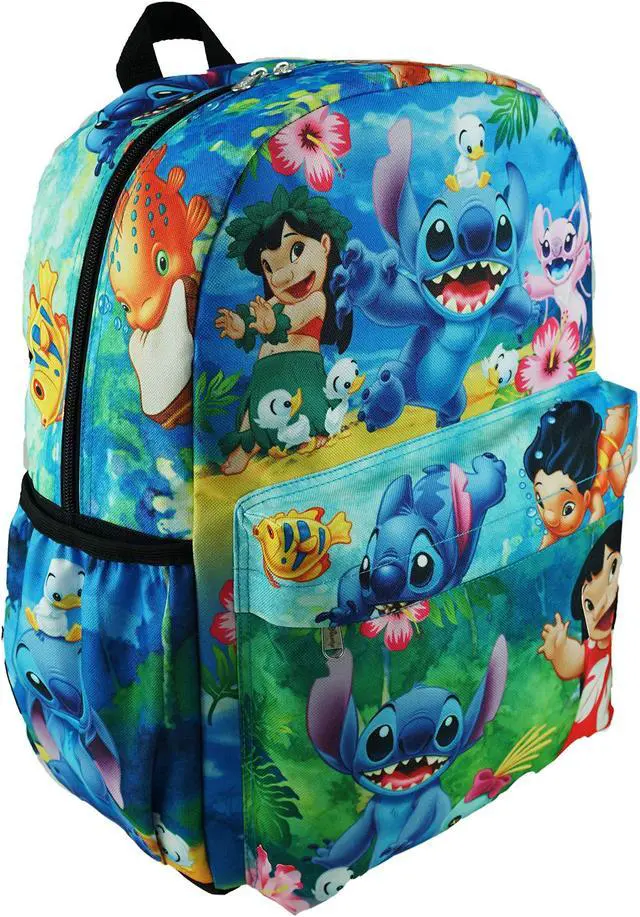 Alt view image 2 of 5 - Lilo And Stitch Deluxe Oversize Print Large 16" Backpack with Laptop Compartment - A19563 Multi-color