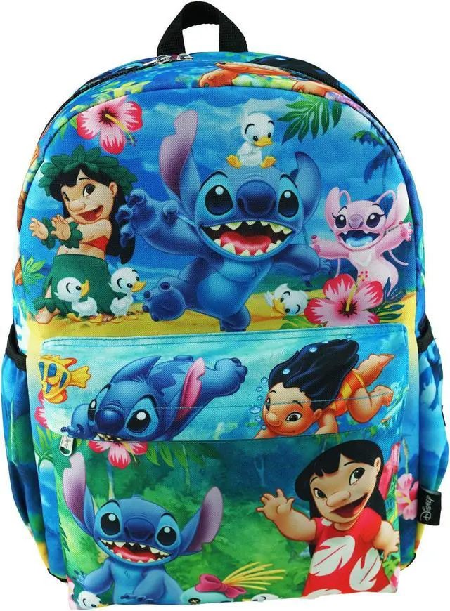 Alt view image 5 of 5 - Lilo And Stitch Deluxe Oversize Print Large 16" Backpack with Laptop Compartment - A19563 Multi-color