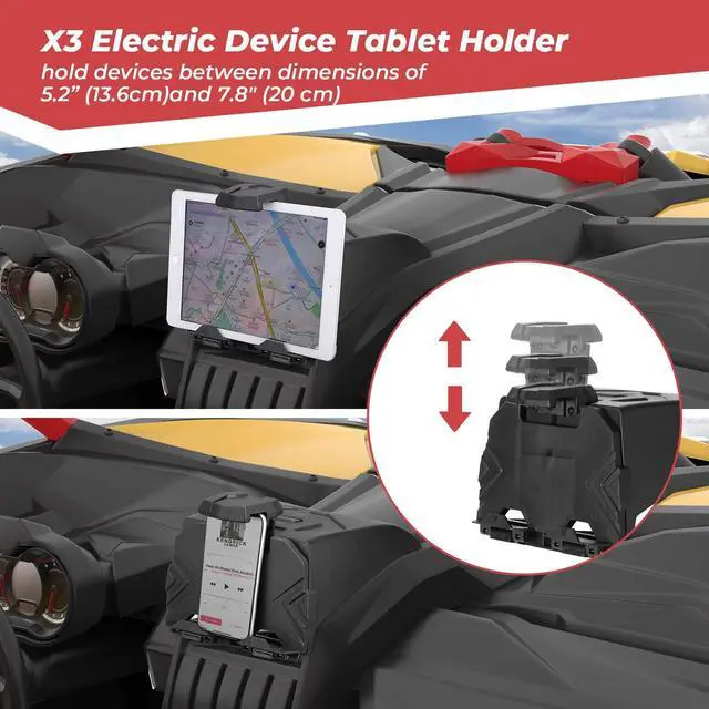 Alt view image 4 of 5 - KEMIMOTO X3 Electric Device Tablet Holder, GPS Mount Storage Box Compatible with 2017-2025 Can Am Maverick X3 All Models, Replace OEM #715002874