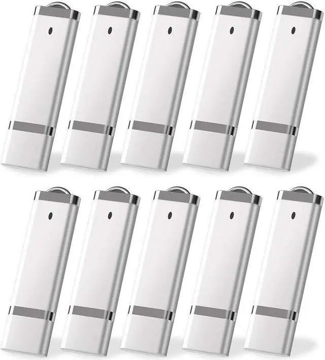 Main image of KEXIN 10 Pack 32 GB Flash Drive 32GB USB Flash Drive Thumb Drive USB2.0 Metal Pen Shape Memory Stick Silver 10 Pack