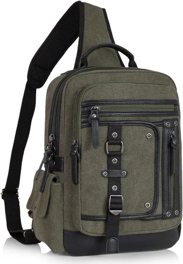 Main image of Schkleier Messenger Bag for Men Canvas Sling Bag Crossbody Backpack Laptop Shoulder Bag Hiking Daypacks Casual Tactical