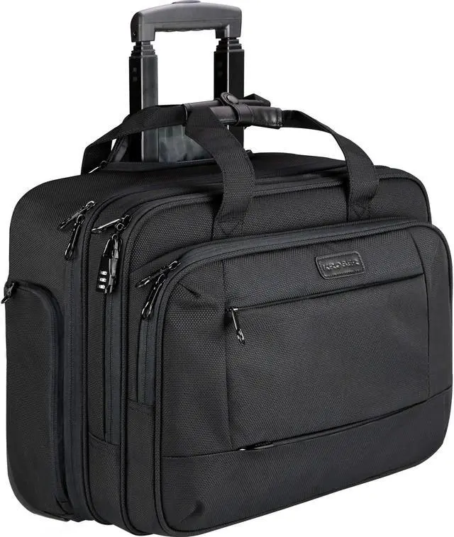 Main image of KROSER Rolling Laptop Bag for Men Women, Rolling Laptop Wheeled Briefcase for Business Fits Up to 17.3 Inch Laptop, Water-Repellent Wheeled Computer Bag Roller Case with RFID Pockets for Travel