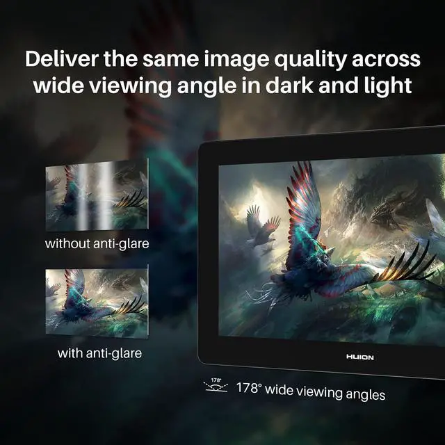 Alt view image 4 of 5 - HUION Kamvas Pro 16 Plus 4K UHD Graphics Drawing Tablet with Screen Full Laminated 145% sRGB Art Tablet with Battery-Free Stylus, 15.6-inch Drawing Monitor Work with Linux, Windows PC, Mac, Android